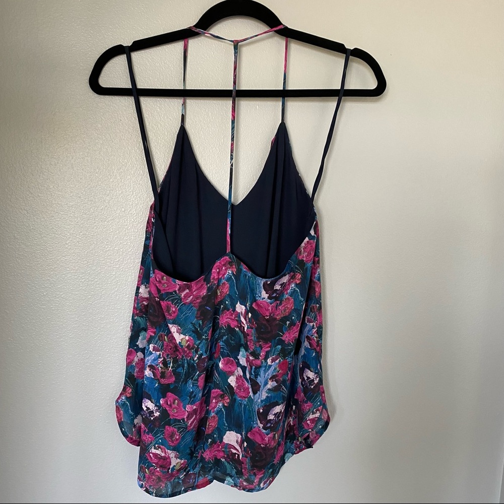 Haute Hippie pink blue 'cotton gin' floral t-strap silk camisole tank size small - Picture 8 of 14